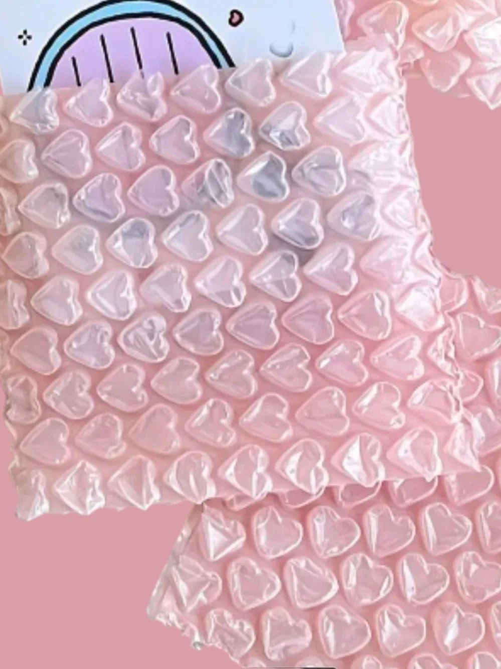 200pcs Pink heart-shaped protective bubble pouches 3.9 X 4.1in - cushioning bags